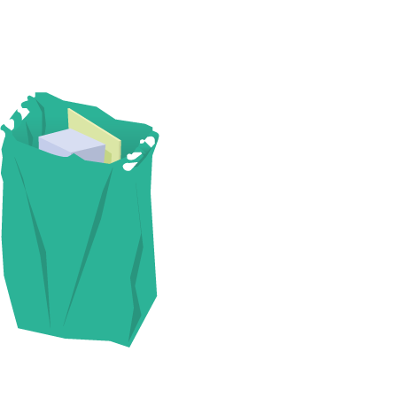 El cubo de basura Novo Recycler System se utiliza con bolsas de plástico de supermercados y comercios